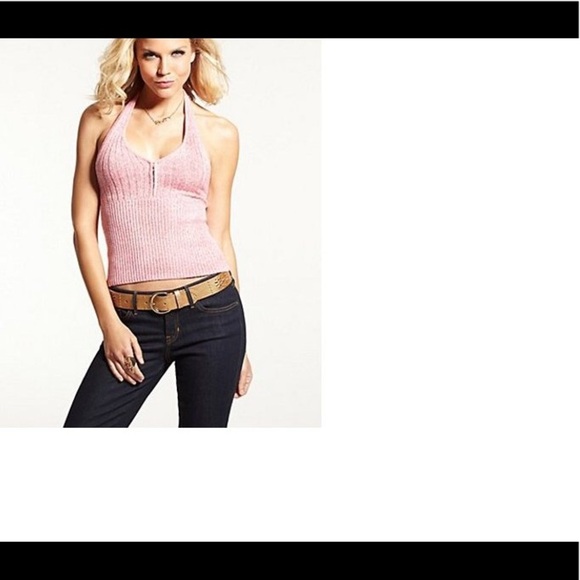 NEW GUESS Sleeveless Halter V-Neck Sweater - Picture 1 of 3